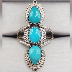 Turquoise Statement 925 Sterling Silver Ring